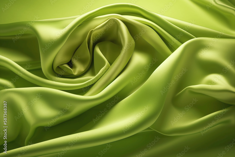Obraz premium Abstract fluid iridescent leek green holographic neon curved wave in motion colorful background, Gradient design. Generative AI
