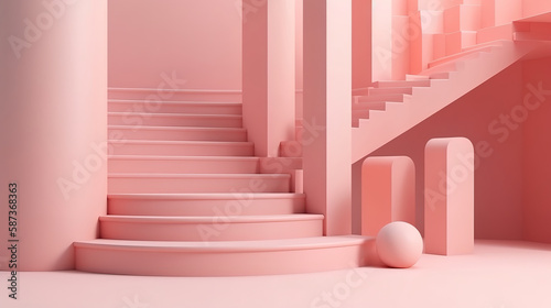 Fashion podium  minimal scene  architectural block  design element. Generative Ai