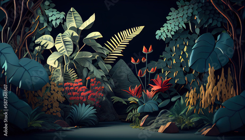 Tropical rainforest illustration background