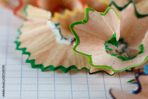 Sharpening the pencils left a pile of shavings