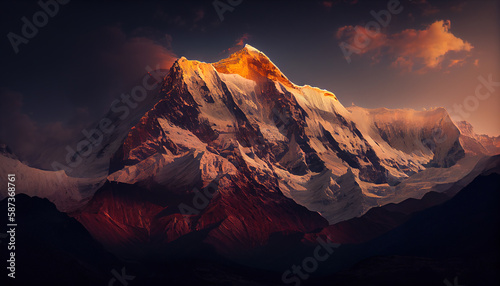 Himalaya golden hour illustration