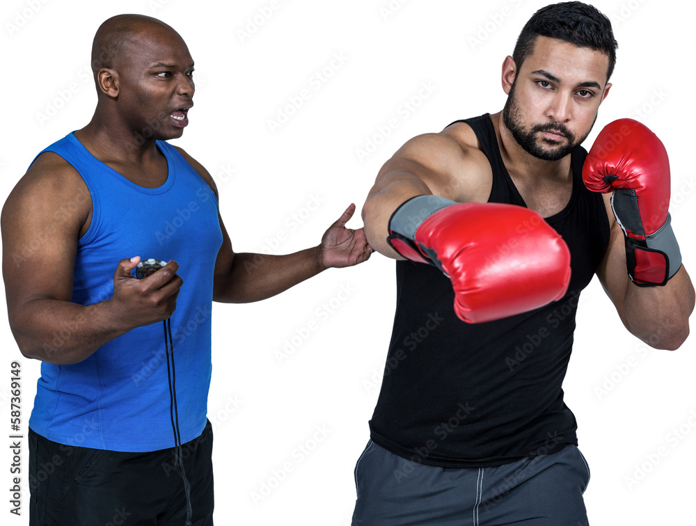 Boxing coach with his fighter