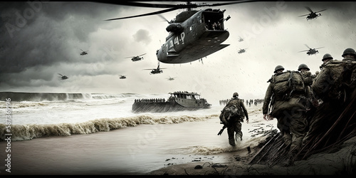 World War II Normandy landing - Generative AI