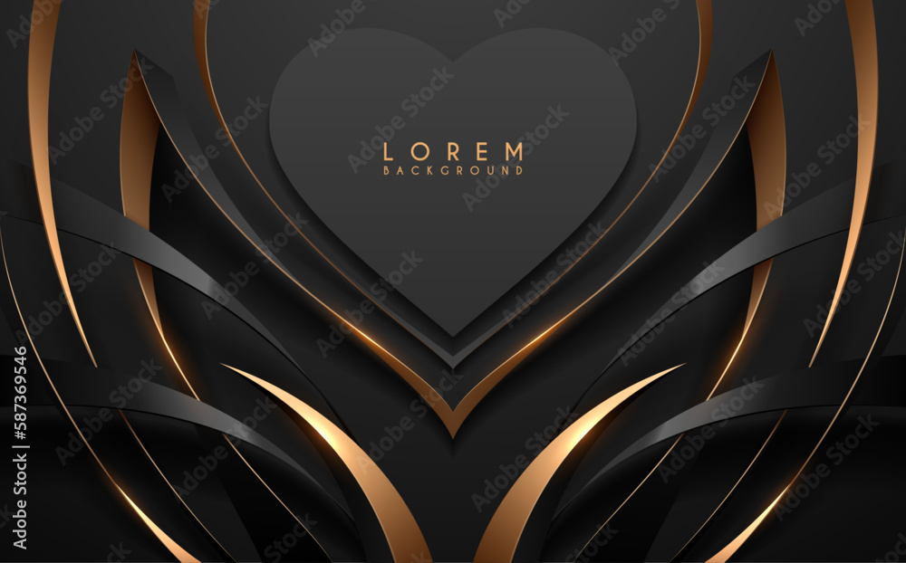 Abstract black and gold luxury background with heart shape Stock Vector ...