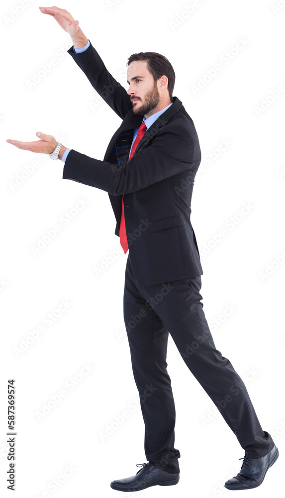 Businessman showing something with his hands Businessman showing something with his hands