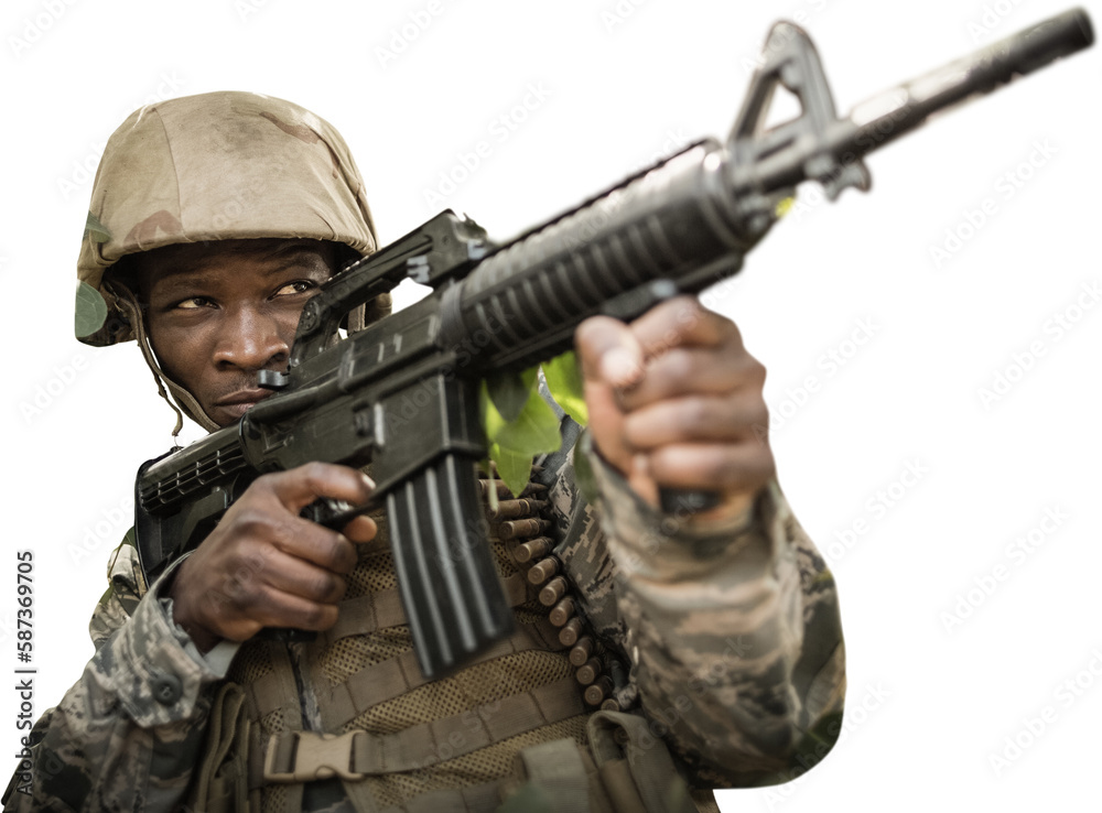 Military soldier aiming with a rifle Military soldier aiming with a rifle