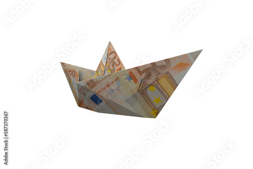 Currency folded into shape of watercraft