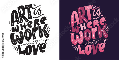 Cute hand drawn doodle lettering postcard about life. T-shirt design, mug print.