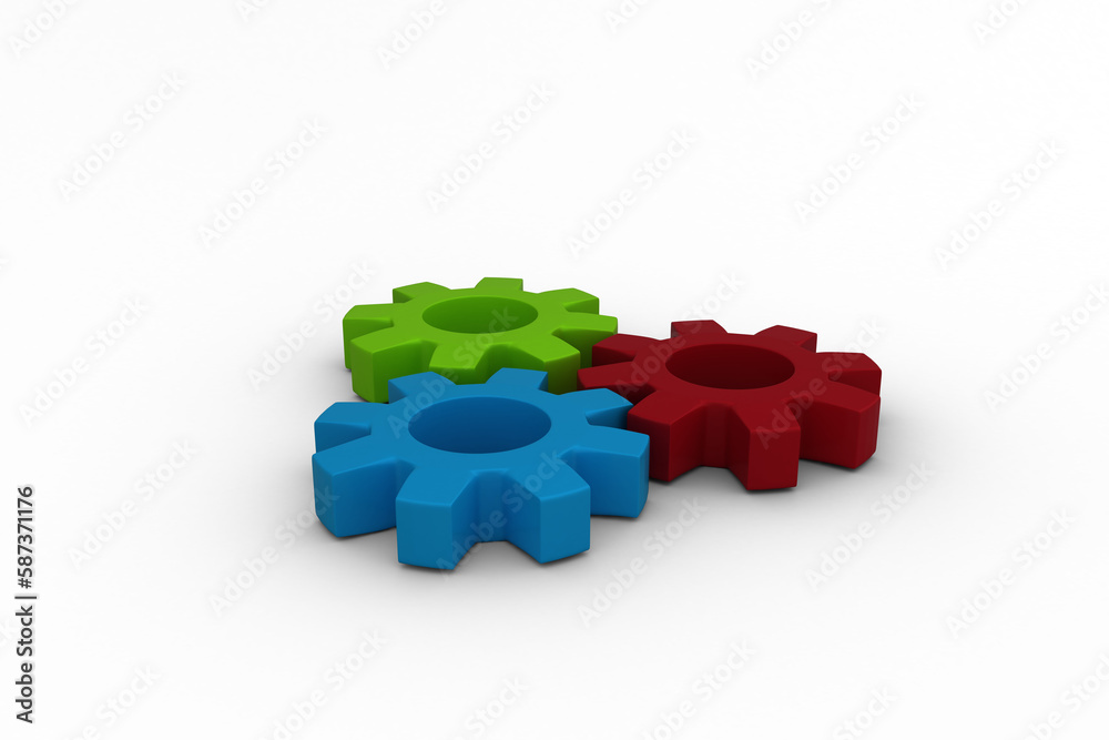 Gears arranged against white background 