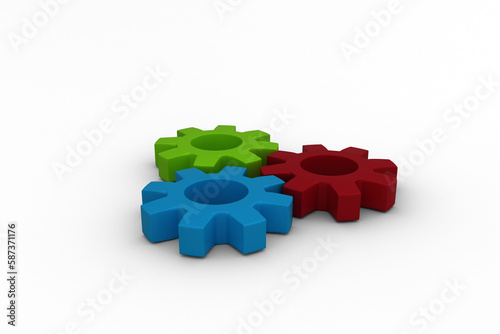 Gears arranged against white background 