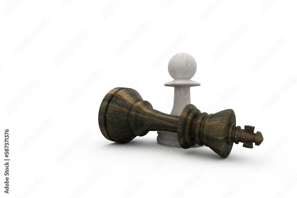 White pawn standing over fallen black king White pawn standing over fallen black king