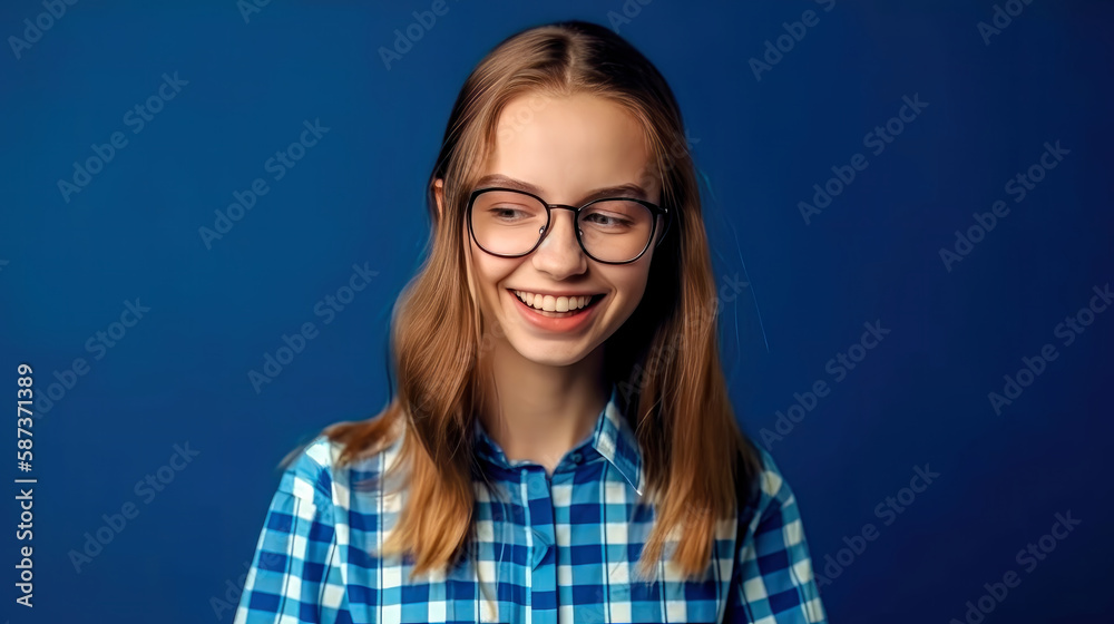 Fototapeta premium Sympathisches Empathisches schlaues Kind Erklärt hat Spaß Nerd Illustration Background Cover Magazin Digital Art (Generative AI) Kunst Sozial