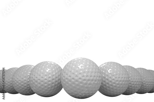 Golf balls over white background