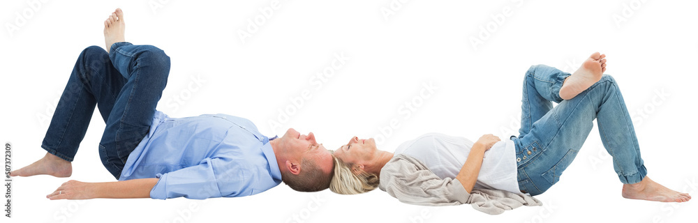 Mature couple lying and smiling Mature couple lying and smiling