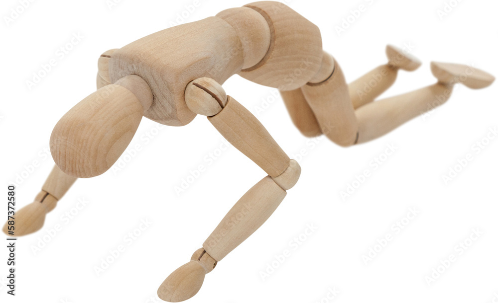 3d illustration of wooden figurine exercising 3d illustration of wooden figurine exercising