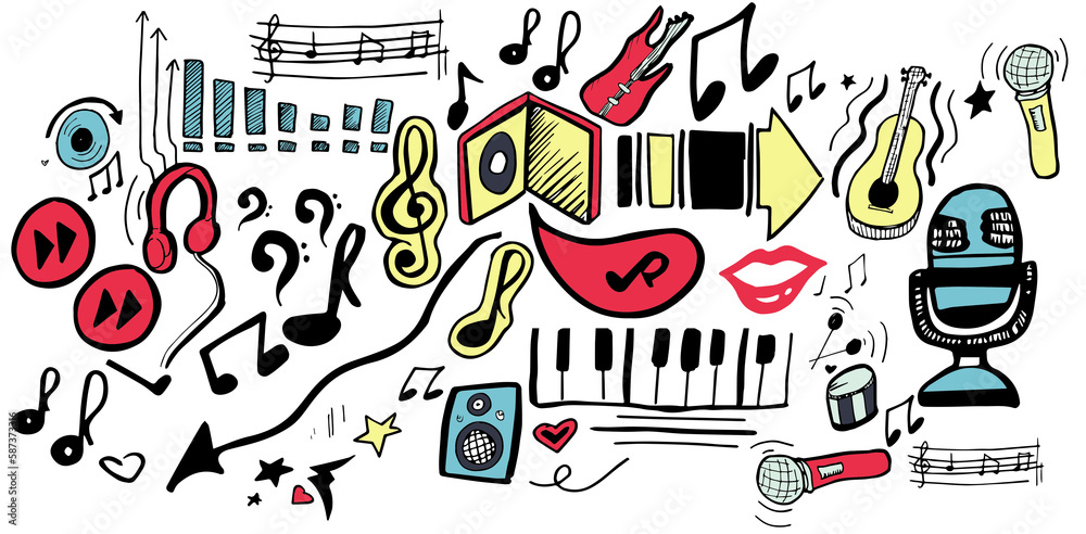 Naklejka premium Various music icons