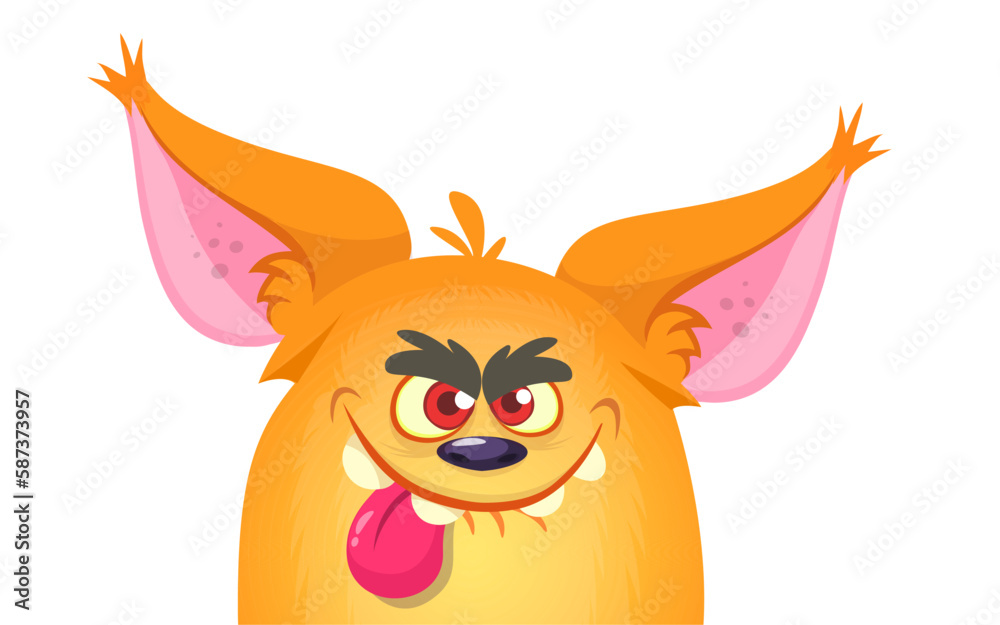 Funny cartoon monster character. Illustration of cute and happy alien. Halloween vector design isolated Funny cartoon monster character. Illustration of cute and happy alien. Halloween vector design isolated