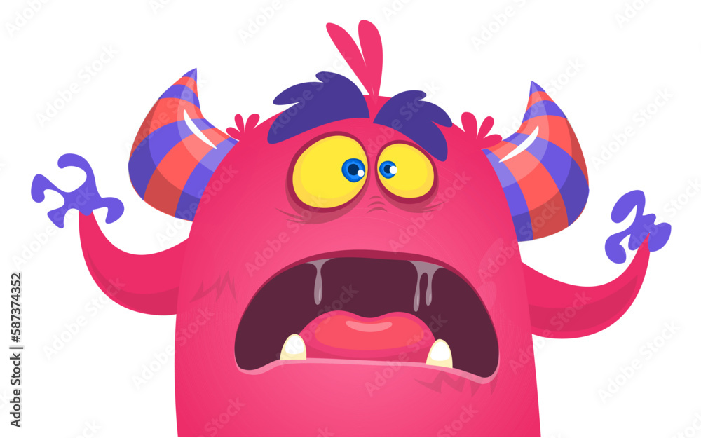 Funny cartoon monster character. Illustration of cute and happy alien. Halloween vector design isolated Funny cartoon monster character. Illustration of cute and happy alien. Halloween vector design isolated