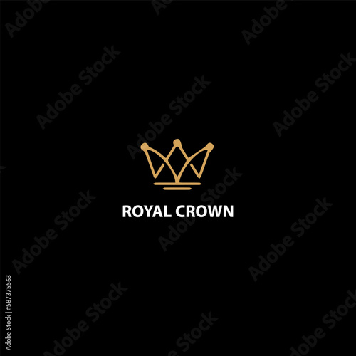 Crown logo, Golden crown Logo abstract design vector, Queens or kings crown vector logo. Golden corona logotype on dark background