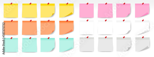 Set of realistic colorful sticks. Isolated note collection with shadows. Collection of notes with shadow. Vector illustration isolated on white background. Vector EPS 10