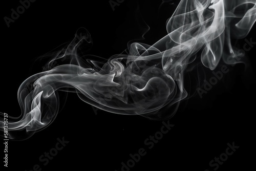  a black and white photo of smoke on a black background with a black back ground and a white smoke trail in the middle of the photo. generative ai