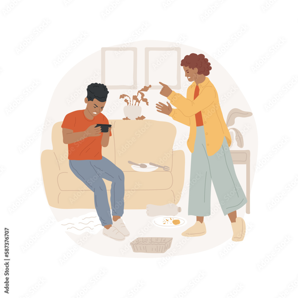 Video game addiction isolated cartoon vector illustration. Excited teenage boy involved in video games, having computer addiction, home entertainment, indoor activity vector cartoon. Video game addiction isolated cartoon vector illustration. Excited teenage boy involved in video games, having computer addiction, home entertainment, indoor activity vector cartoon.