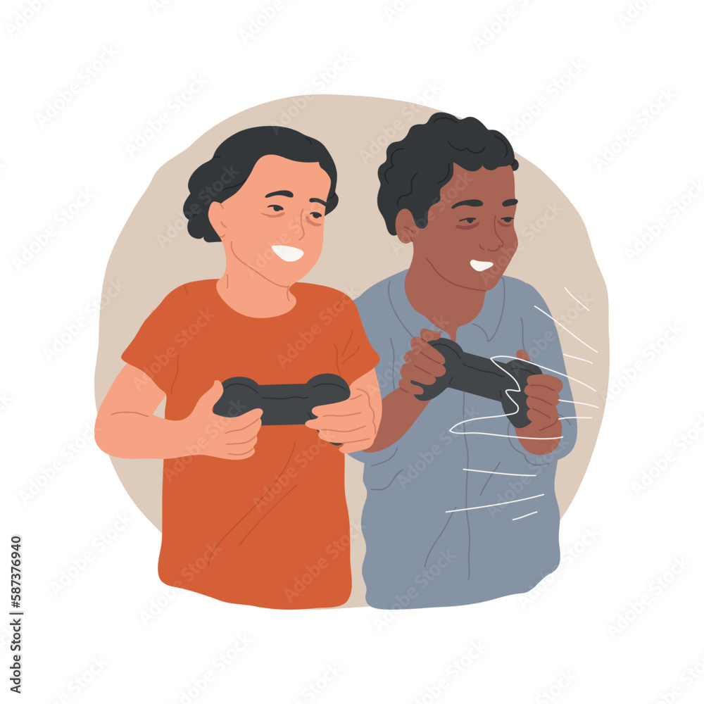 Playing too much isolated cartoon vector illustration. Teenage friends playing video games too late at night, exhausted gamers holding joystick, home entertainment with friend vector cartoon. Playing too much isolated cartoon vector illustration. Teenage friends playing video games too late at night, exhausted gamers holding joystick, home entertainment with friend vector cartoon.