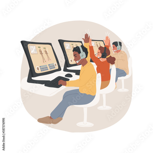 MMORPG isolated cartoon vector illustration. Teenagers playing video games together, MMORPG competition, home entertainment with friends, virtual world, guys playing for team vector cartoon.