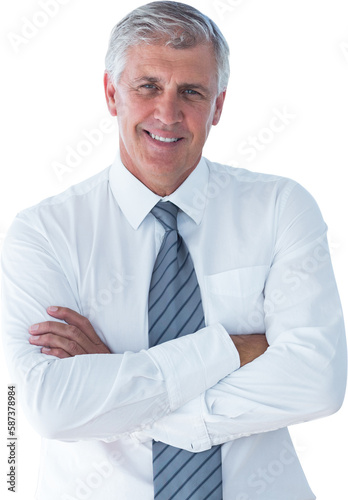 Portrait of smiling businessman standing arms crossed