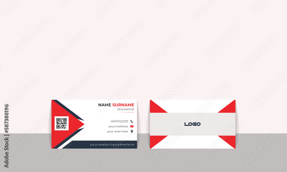 Simple business card design . Double sided creative business card design vector illustrator QR code red colour business card design. card, graphic card. Simple business card design . Double sided creative business card design vector illustrator QR code red colour business card design. card, graphic card.