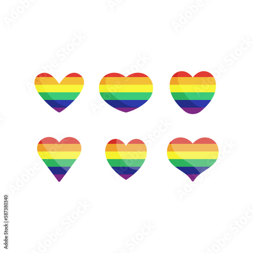 Lgbt rainbow flag in hearts shape. Gay, Lesbian, Bisexual, Trans, Queer pride love symbol of sexual diversity