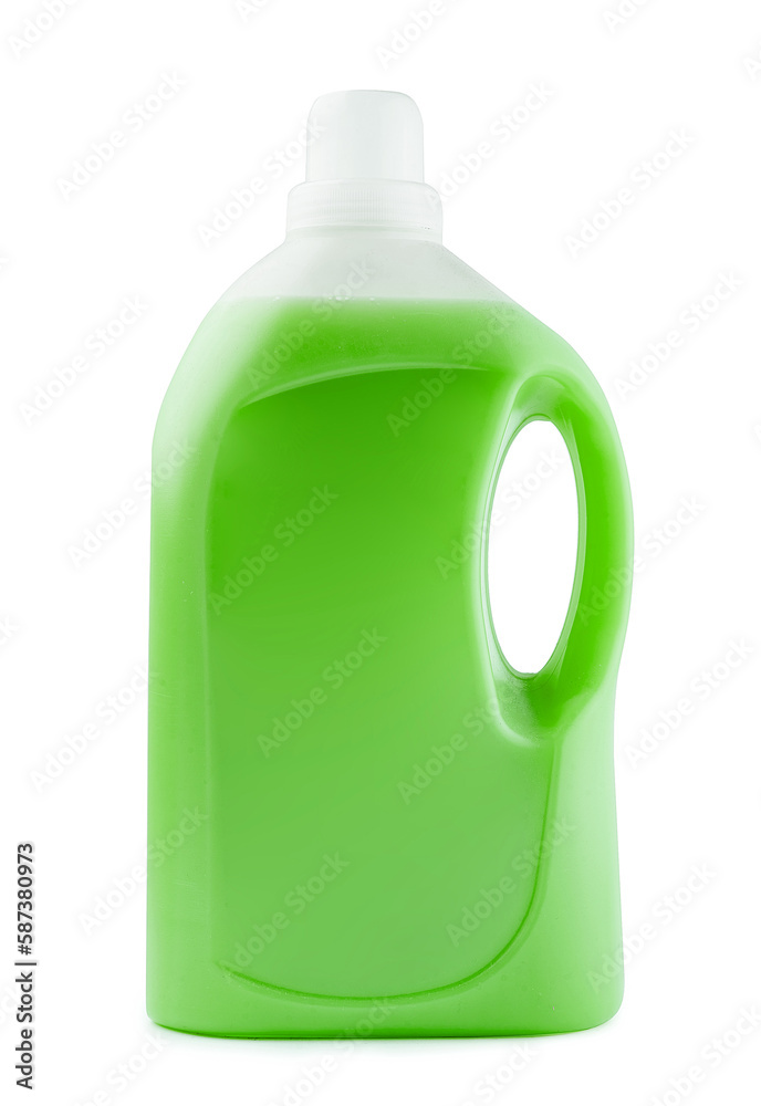Plastic clean bottle full with green detergent Plastic clean bottle full with green detergent