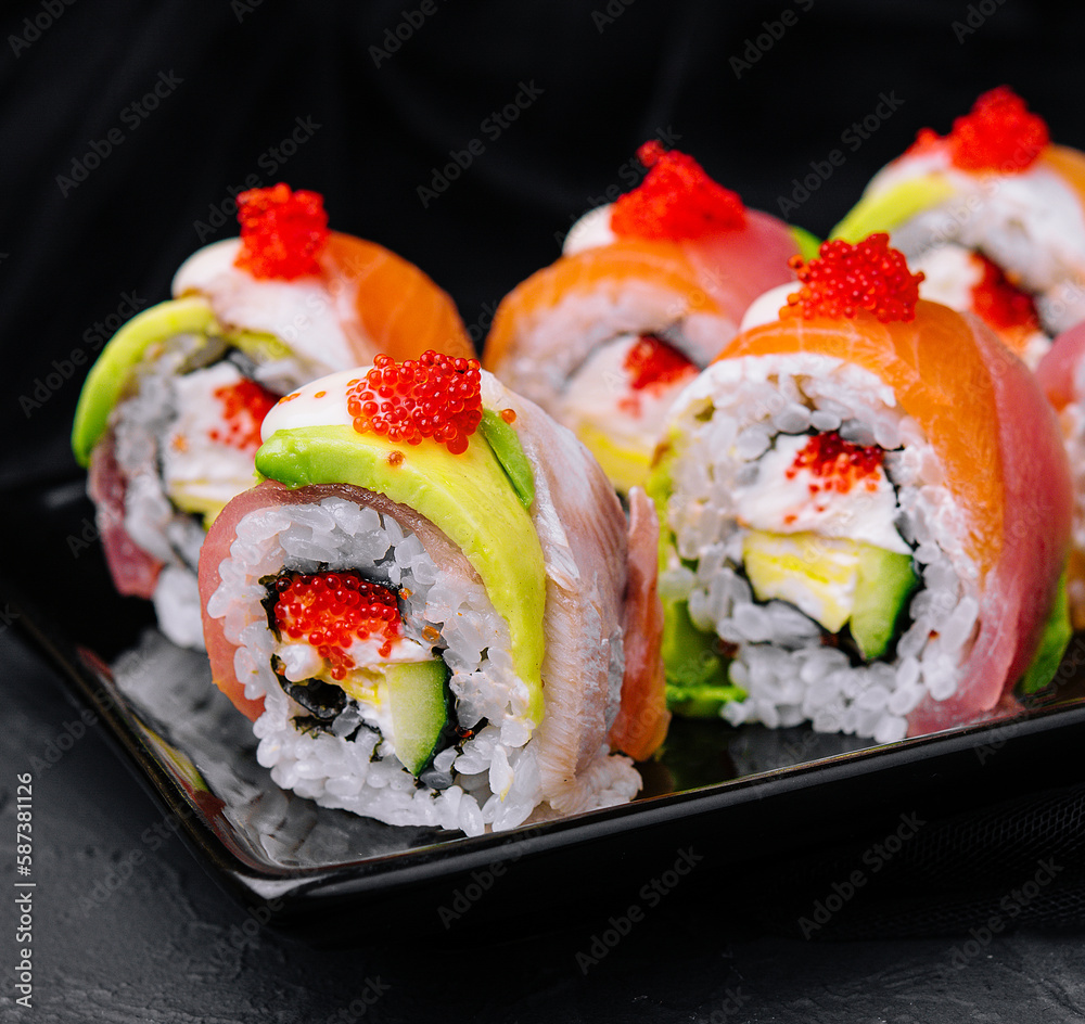 sushi rolls of red tuna with salmon sushi rolls of red tuna with salmon