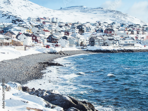 Blick auf Honningsvåg, Norwegen