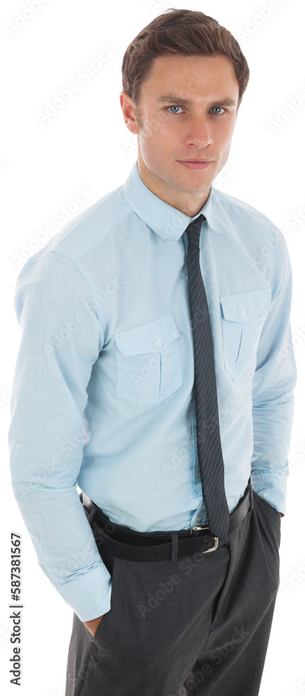 Serious businessman with hands in pockets Serious businessman with hands in pockets