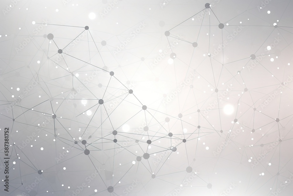 a gray and white abstract background with dots and lines in the middle ...