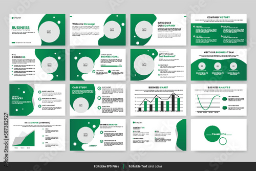 Vector business PowerPoint presentation slides template design minimalist business green color layout template design