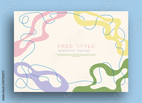 Abstract background with deformed shape and sinuous lines. Simple color composition. Template for posters, posters, banners, covers