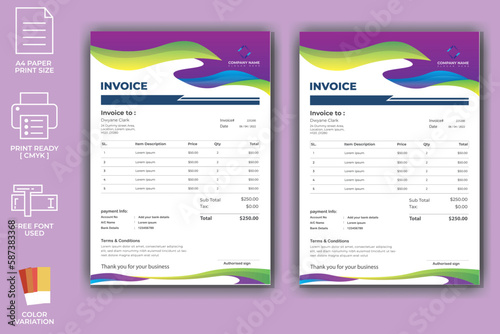 Corporate modern invoice template design