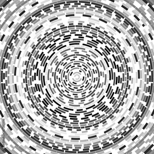 Radial stroke pattern. Abstract line circles  design elements. Vector illustration with editable strokes. Black and white 