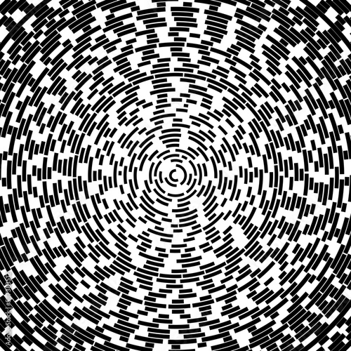Radial stroke pattern. Abstract line circles, design elements. Vector illustration with editable strokes. Black and white,