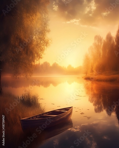 Boat in the Sunset - Generative AI