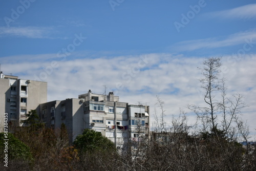 brutalist styled buildings on a sunny day in city of Podgorica © Eyo