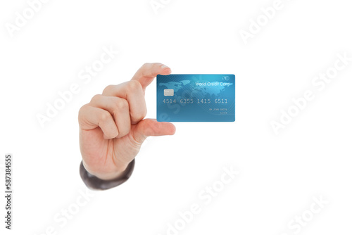 Cropped image of human hand showing bank credit card