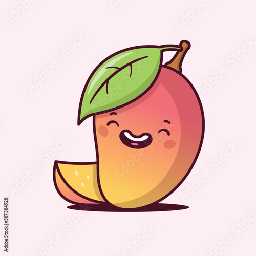 Mango fruit kawaii cartoon character vector illustration