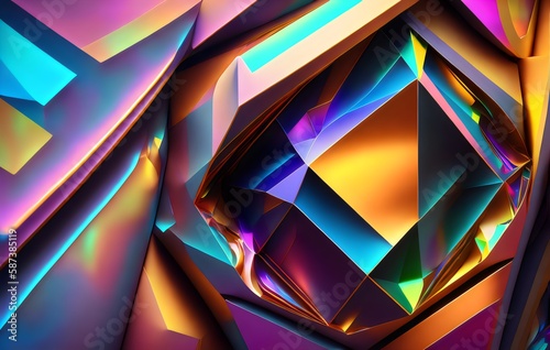 a colorful abstract image of a diamond - Generative AI