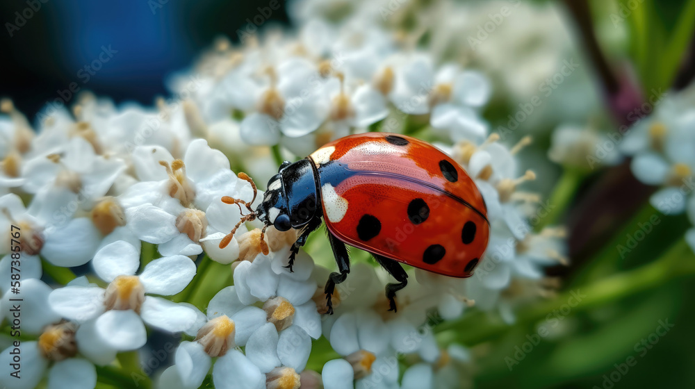 ladybug macro shot, lady bug on the flower (created with Generative AI) ladybug macro shot, lady bug on the flower (created with Generative AI)