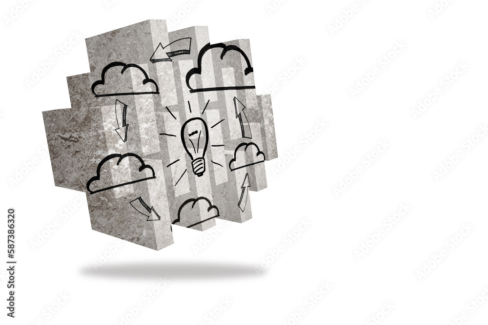 Fototapeta premium Cloud computing idea on abstract screen