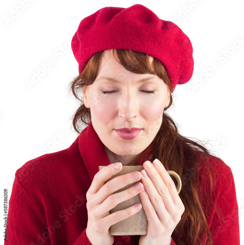 Woman holding a warm cup