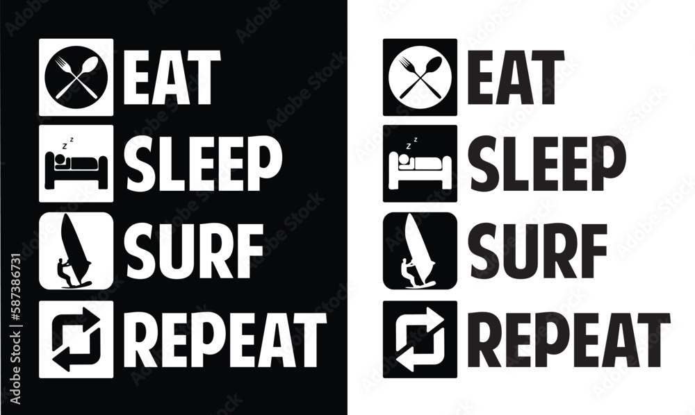 Eat sleep surfing repeat surfing t-shirt design, Surfing t-shirt design, Vintage surfing t-shirt design,  Retro summer beach surfing t-shirt design